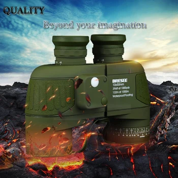 

10x50 Waterproof Navy Telescope Fogproof HD Binoculars with rangefinder Compass Reticle Illuminant Vision Hunting