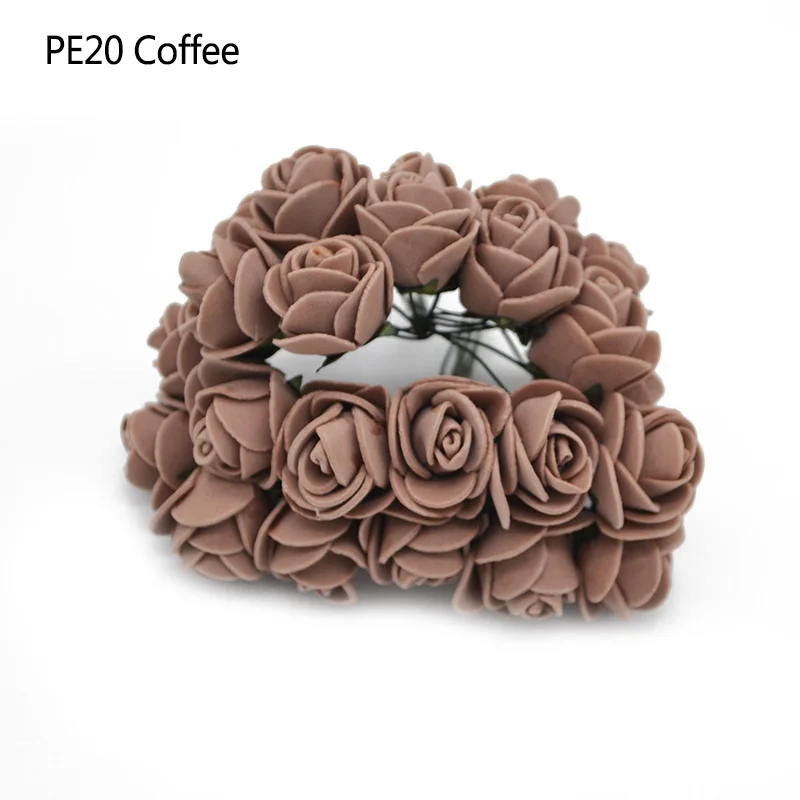 144pcs Bear Rose Decoration Artificial Foam Rose Flowers Teddy Flower Wedding Party Decorations Scrapbooking Craft DIY Supplies - Цвет: Coffee