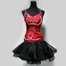 Стиль латинских Танцевальный костюм сексуальные марлевые спандекс конкурс латиноамериканских танцев платье для женщин Детский костюм для латино-американских танцев платья S-4XL F30