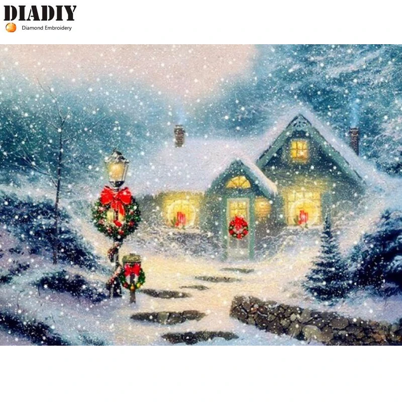 DIADIY Diamond Painting Snow Mosaic Winter Cross Stitch Rhinestone Landscape Gift Full Square 5D DIY Embroidery | Дом и сад