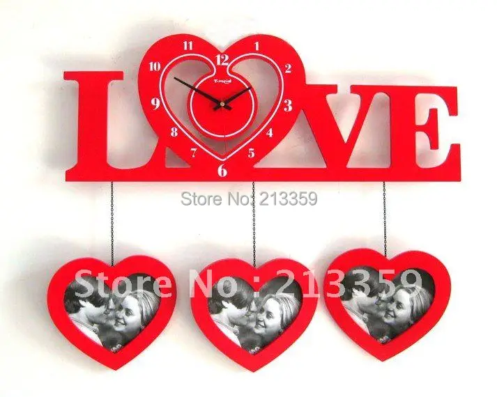 Free Shipping for Innovative DIY Wall LOVE Clock With Heart Shape Photo
