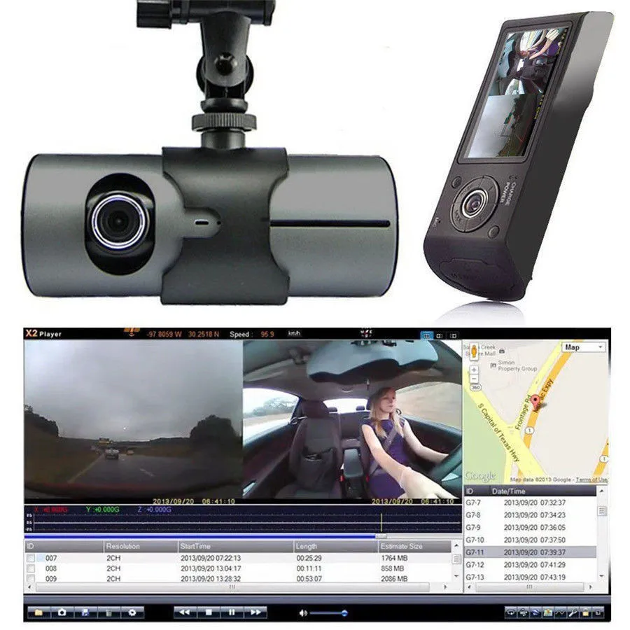 2.7/" Full HD 1080P Car DVR Camera Video Recorder Dash Cam G-Sensor Dual Lens VP