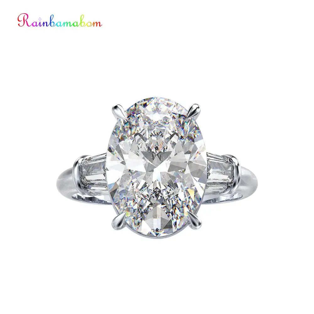 

Rainbamabom Vintage 925 Sterling Silver Created Moissanite Gemstone Wedding Engagement Couple Ring Jewelry Wholesale Size 5-12