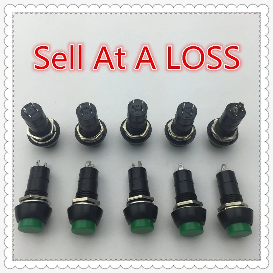 

10pcs/lot PBS-11A 2PIN Green Plastic 12mm Push Button Latching Switch G102 Self-Lock 3A 250V Free Shipping Russia