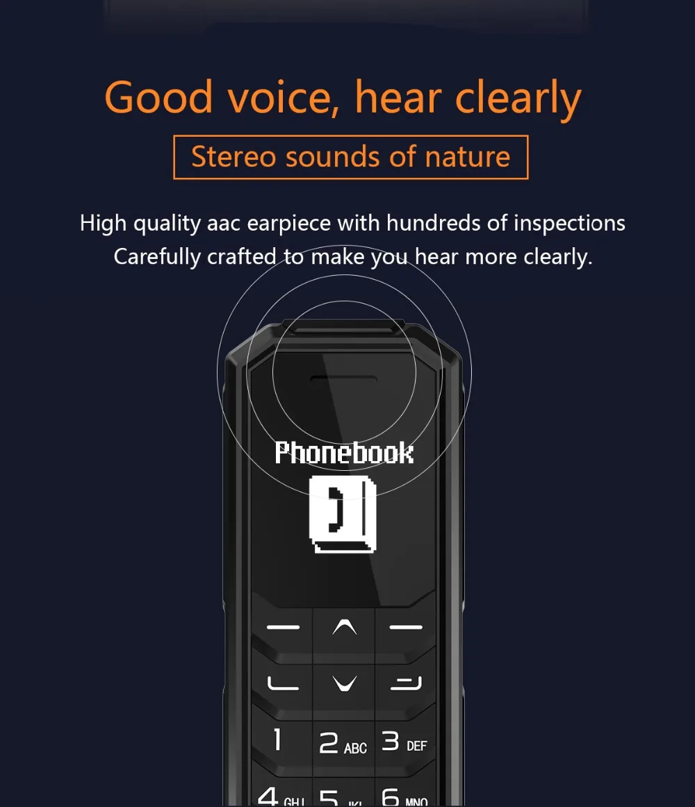 Карманный мини Celular Телефон AEKU KK2 Беспроводная гарнитура bluetooth dialer magic vioce