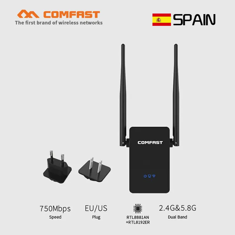

Original comfast Wifi Repeater 750Mbps 5.8G 802.11ac Mini Wireless N Router Wifi Repeater Long Range Extender Booster EU US Plug