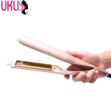 2017 Gold Plated Titanium Plates Hair Straightener Irons 2 In 1 Fast Hair Straightening Curlers Curling Iron hair curler