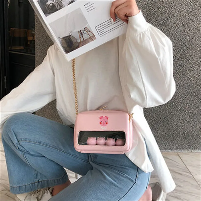 

Milk bear Summer Fashion New 3d Chicken Pig Doll High-quality Pu Leather Handbags Women Bag Small Square Package Cute Cartoon Sh