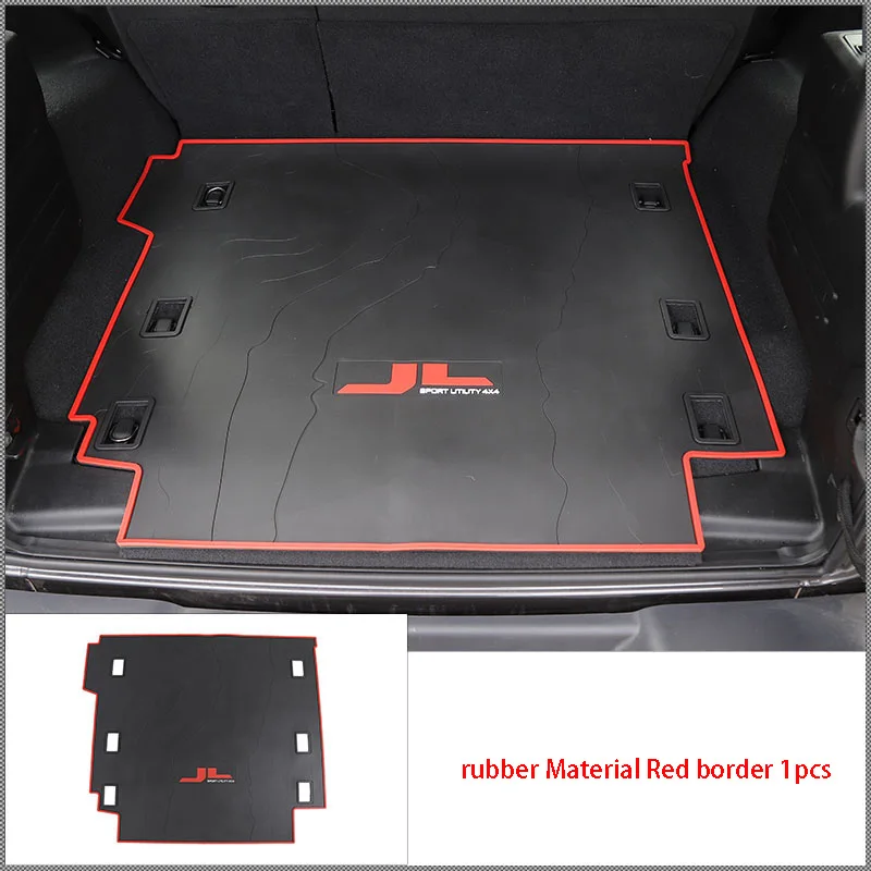Специальный коврик для багажника, коврик для багажника, задний коврик, украшение, автомобильные аксессуары для JEEP Wrangler JL - Цвет: red border 1pcs