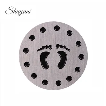 

10PCS Floating Stamped Charms 22mm Stainless Steel Window Plates Baby feet Floating Locket Plates for 30mm Round Locket