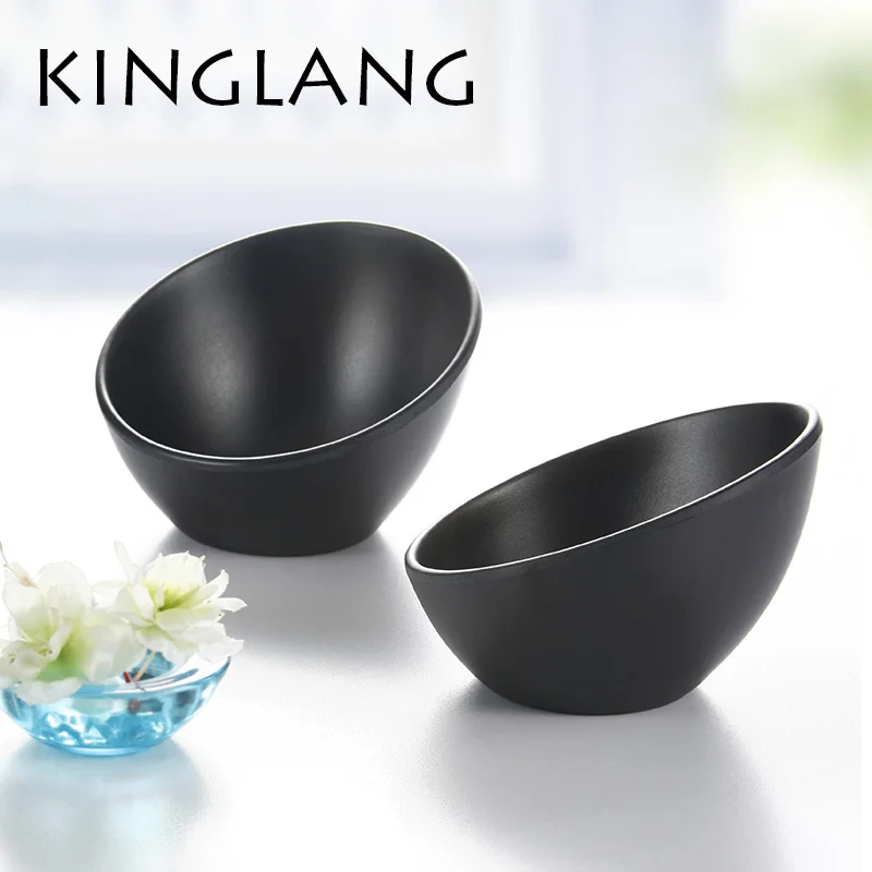 Black japanese style tableware vegetable ice cream bowl melamine hot pot bowls INMITATION porcelain tableware KOREAN