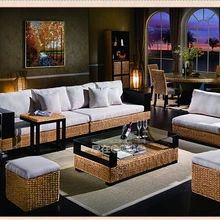 Дизайн Мода Досуг индонезийский ротанг диван мебель для гостиной с деревянной рамой