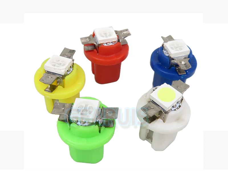 

10pcs 12V Auto T5 B8.5 1 SMD B8.5D LED Wedge Instrument Cluster Panel Speedometer Lamp Bulb Gauge Dash Light White Red blue