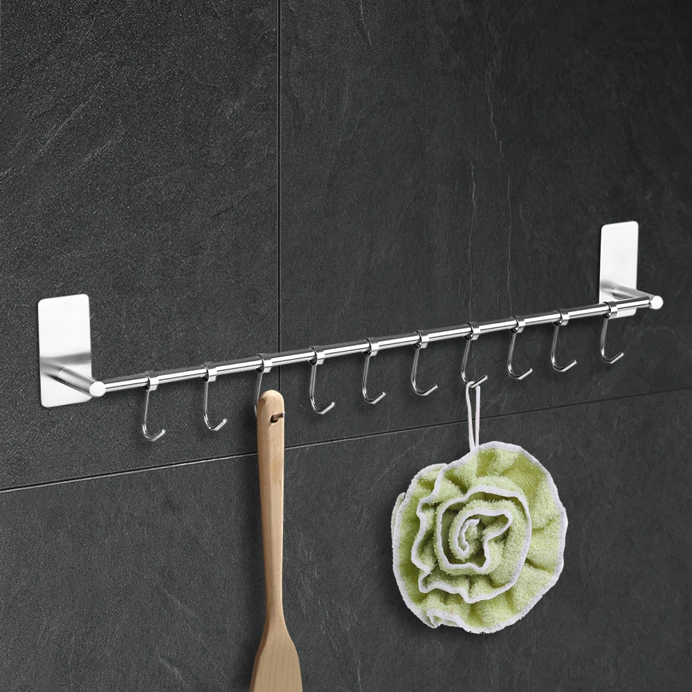 7/10 Hooks Door Hanging Rack Organizer Hook Rack 304 Stainless Steel