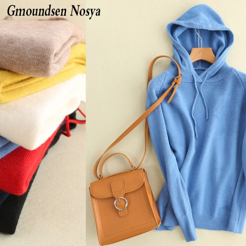 

2019 Autumn Winter new fashion sweater women Knitted Hooded pullover Cashmere sweater women sweater Cashmere sweater femme tops