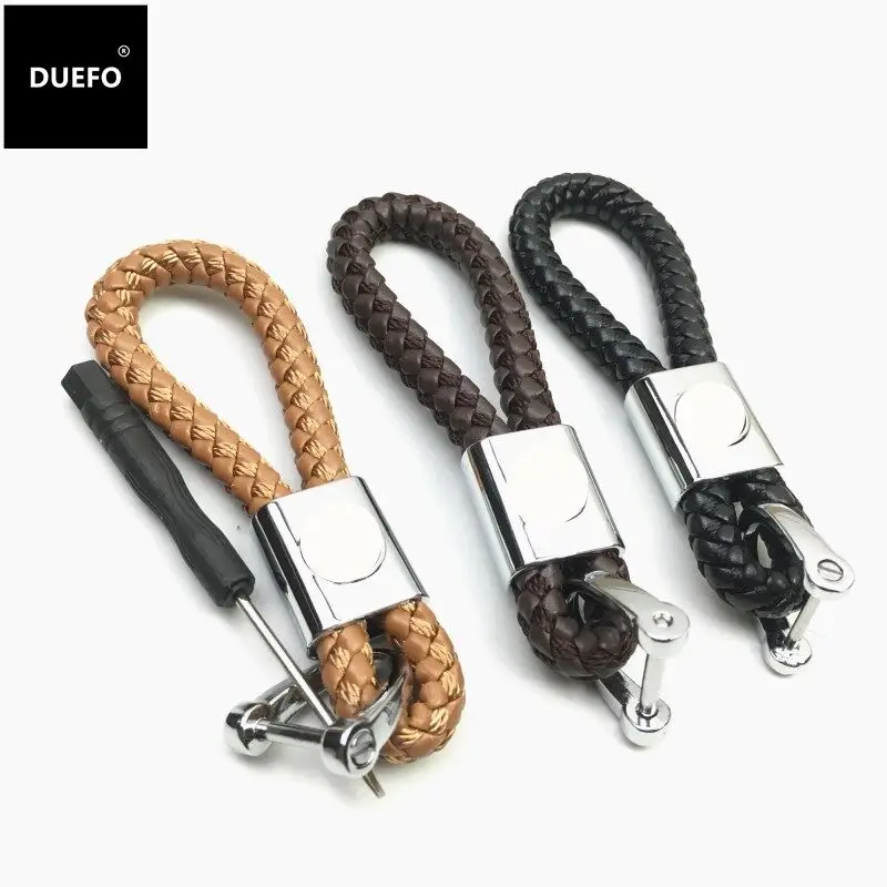 Цветной кожаный автомобильный брелок с оплеткой для Toyota Mazda Kia Benz Bmw Peugeot Hyundai Ford