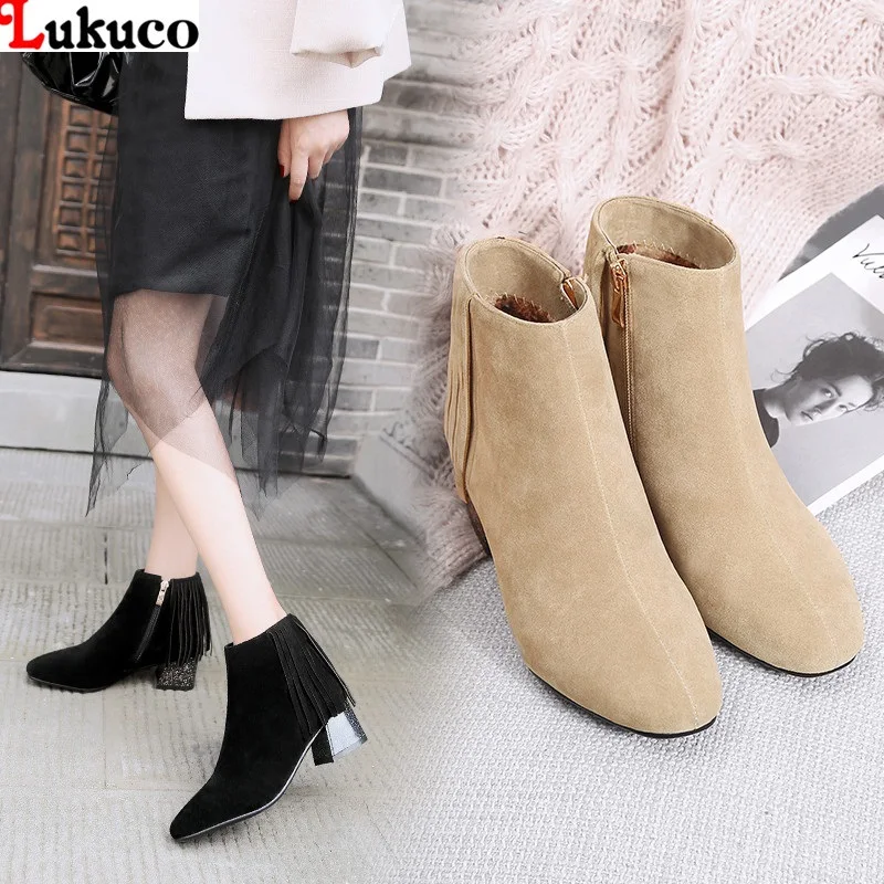 

New Sale Fashion Oversize 34-48 Flock Boot Short Plush Ankle Botas Zipper Pump Shoe Warm Winter Boots female Shoes Woman