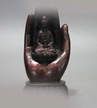 

DS 7 China red copper carved buddhism Kwean-yin Sculpture in buddha hand Statue