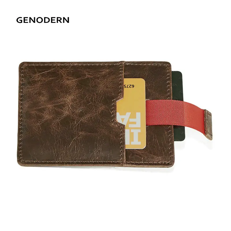 Мужской тонкий ремешок GENODERN с RFID блокировкой из натуральной кожи|leather credit card