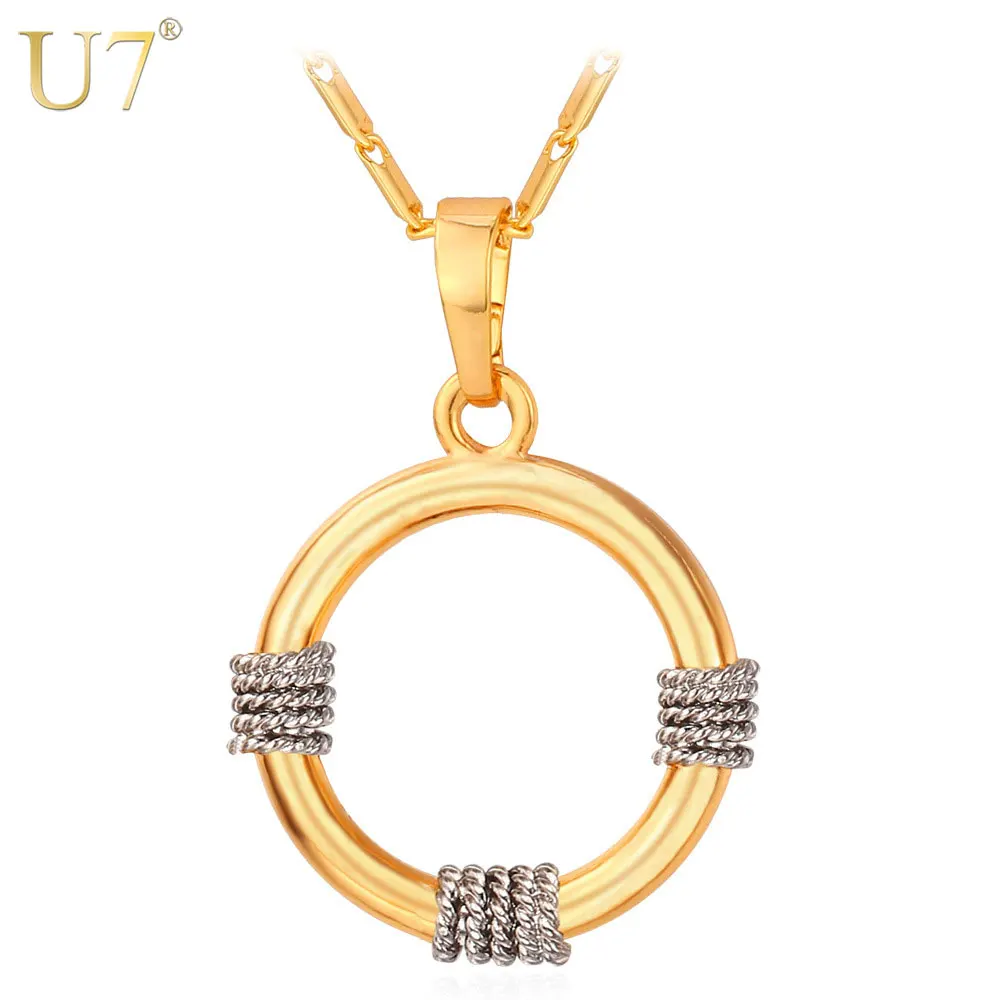 U7 Women Jewelry Two Tone Necklaces Pendants Unique Mix Colors Gold