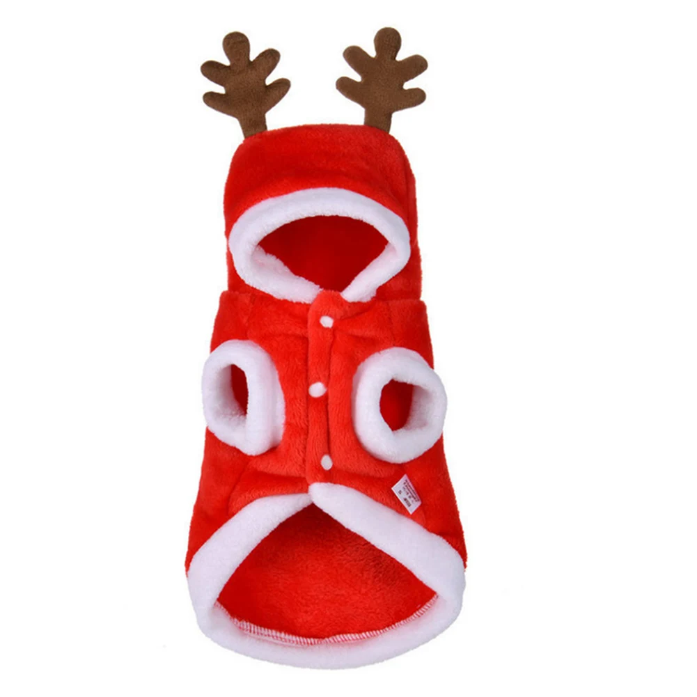 Newly Pet Dog Red Christmas Cartoon Elk Hooded Coat Jacket Winter Dog Cat Coat Pet New Year Clothes