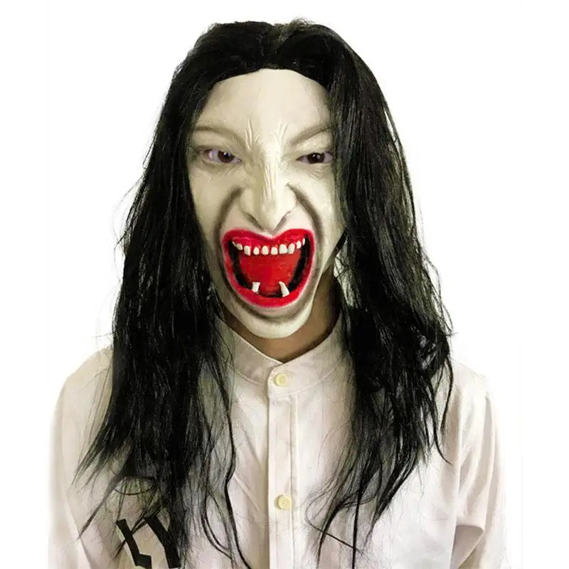 

Long Hair Ghost Horror Latex Masks Halloween Scary Mask Full Face Mascara Halloween Cosplay Terror Decor Party Easter Carnival