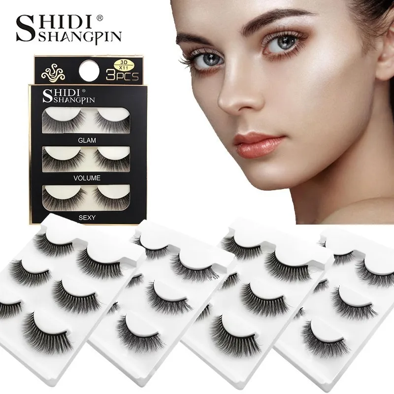 

New 3 Pairs Natural False Eyelashes Fake Lashes Long Makeup 3d Mink Lashes Extension Eyelash Mink Eyelashes For Beauty 3DX01/X25