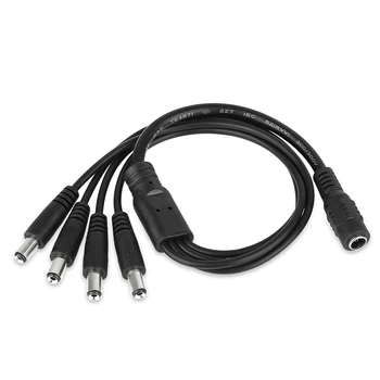 

High Quality DC 4 way Power Splitter Cable 1 male to 2 Dual Female cord for CCTV Camera 5.5mm / 2.1mm