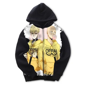 

High-Q Unisex Anime Cos ONE PUNCH-MAN 3D Print OPPAI Saitama Hooded Hoodies coat Cardigan Sweatshirts Jacket Coat