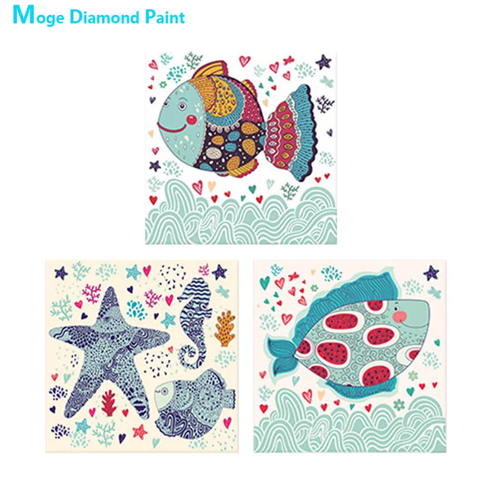 

Sea World Cartoon animals Diamond Painting Partial Round Starfish fish New DIY Sticking Drill Cross Embroidery Home Decoration