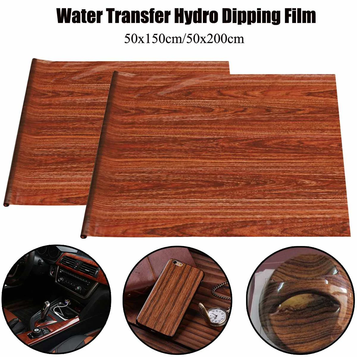 

50x150cm/50x200cm Brown Wood Grain PVA Water Transfer Printing Film Hydrographic Dipping 0.5M Width