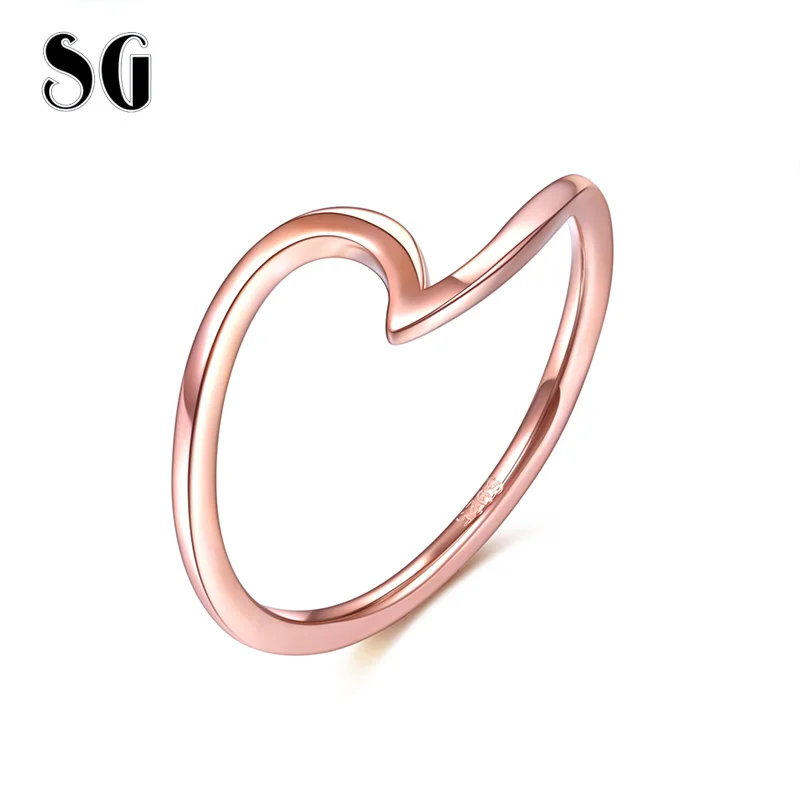 

SG Authentic New 925 Sterling Silver Simple Rose Gold the Symbol of Love Finger Rings for Women 2019 Weddings Gifts Jewelry