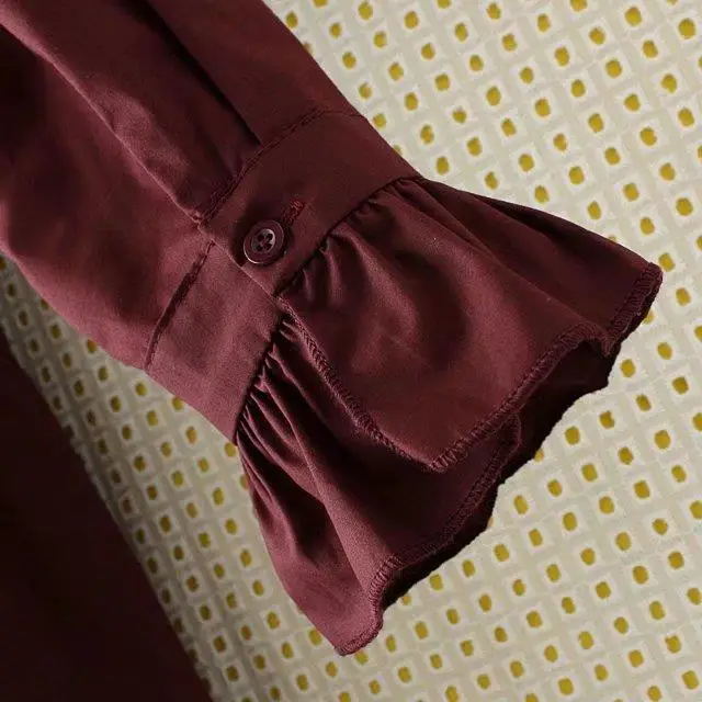 Plus Size 2XL-5XL Loose Women Clothing Long Shirt Long Sleeve Ruffles Shirt Blouse Black Red Button  Feminina Big Size  JZ226 (15)