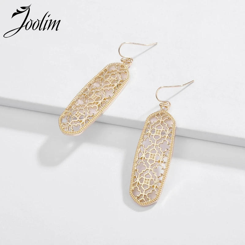 

JOOLIM Gold & Silver Black & White Cuout Flower Drop Earring Dangle Earring Brand Earrings for Women