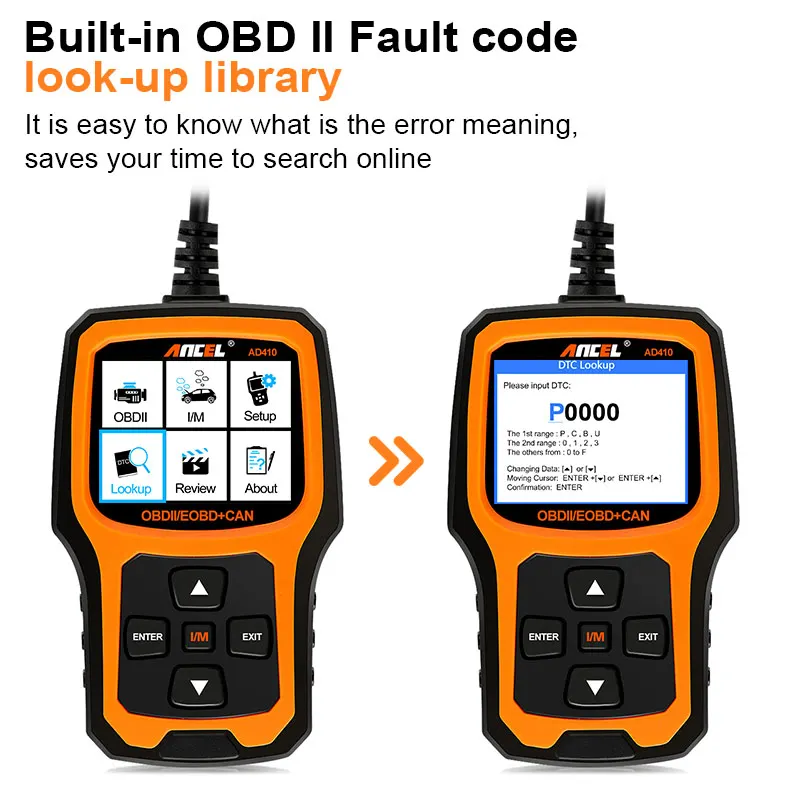 Ancel Original OBD2 Automotive Scanner AD410 OBD 2 EOBD Better ELM327 Engine Fault Code Reader Scan Tool Car Diagnostic Tool 