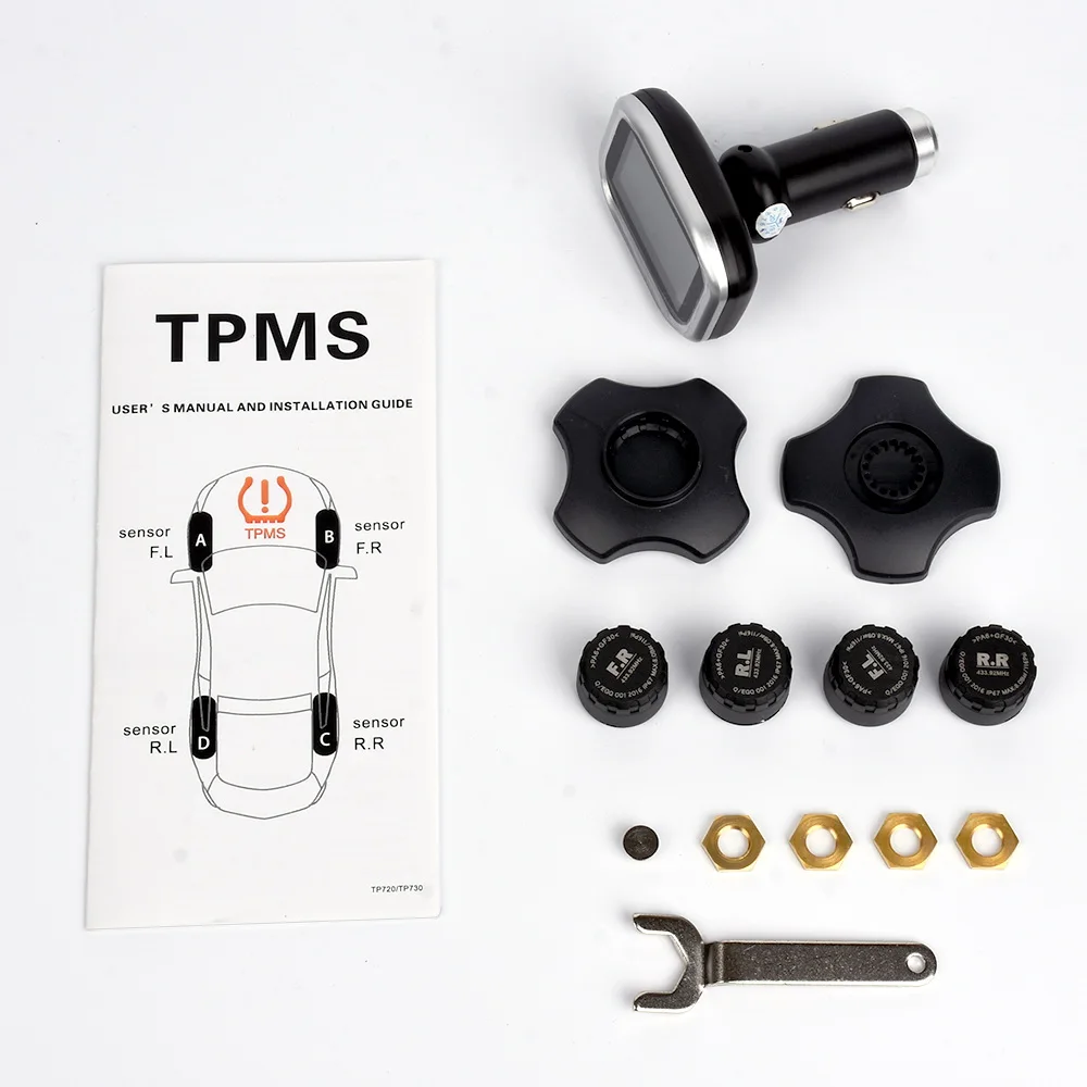 Smart Car TPMS Tyre Pressure Monitoring System Solar Power charging Digital LCD Display Tire Auto Security Alarm Systems