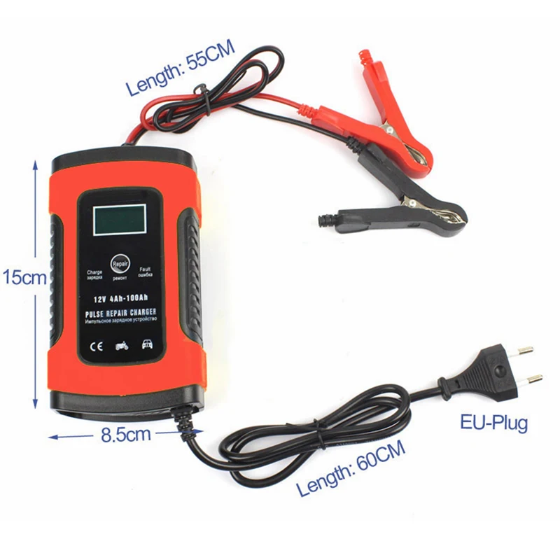 12V 5A импульсный Ремонт lcd зарядное устройство Красный для автомобиля мотоцикла EU/US штекер