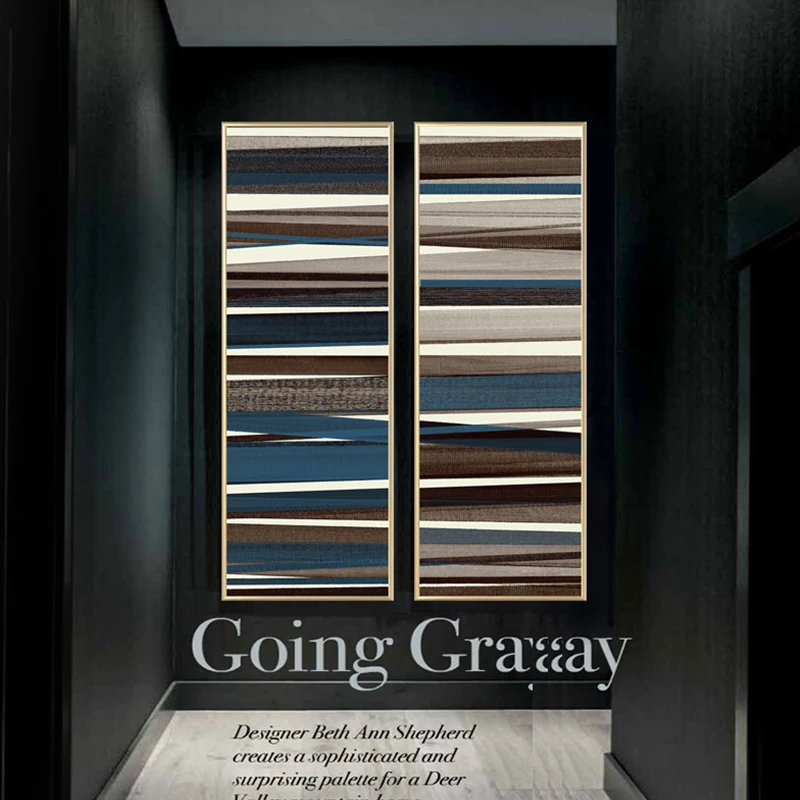 Stripe abstract Long painting Vertical rectangle line canvas art wall ...