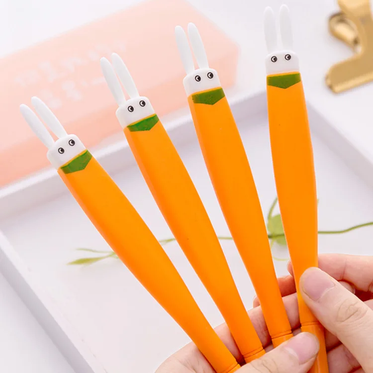 Novelty Flat Head Carrot Gel Ink Pen Signature Escolar Papelaria School