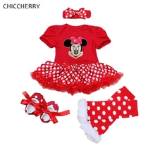 Красные детские костюмы с Минни 4 шт. балетная пачка для новорожденных Одежда для маленьких девочек Ropa Bebe Infantil кружевной комбинезон детское платье