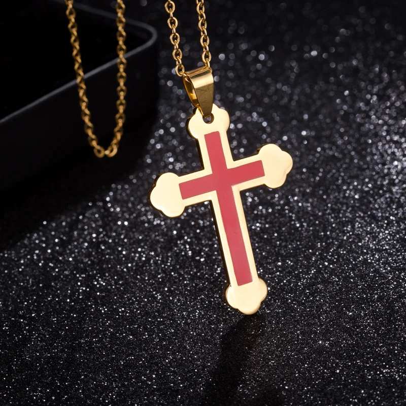 D&Z Trendy Gold Color Stainless Steel Christ Cross Necklaces & Pendants For Men Women Charming