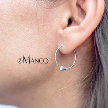 E-Manco 925 серебряные большие круглые открытые серьги-кольца Белые циркониевые открытые серьги для женщин модные гладкие серьги-кольца ювелирные украшения