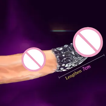 Allongez les préservatifs d'agrandissement réutilisables de 7 cm prolongez les manchons d'extension de pénis masculin d'anneau de bite jouets sexuels pour les marchandises intimes d'adultes d'homme