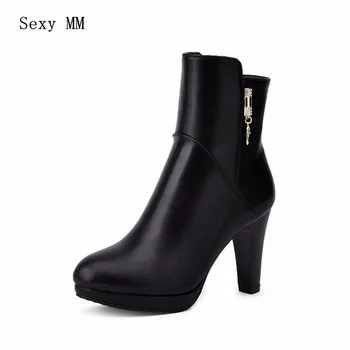 

Spring Autumn Women Ankle Boots Thick High Heels Platform Woman Short Boots Shoes High Quality Plus Size 34-40.41.42.43 botas