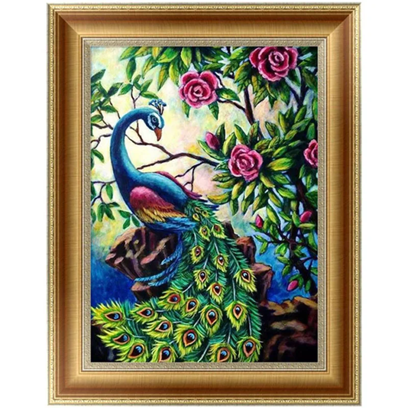 DIY 5D Diamonds Embroidery Peacock Round Diamond Painting 30*40cm Cross
