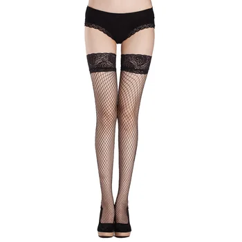 

Women Fashion Ultrathin Lace Top Sheer Thigh High Silk Stockings Long striped stocking fishnet stocking Female Hosiery
