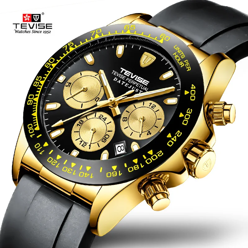 

Tevise Automatic Watches Multi-function Waterproof Self Winding Mens Watches Month Week Date Analog Display Mechanical Clock Men