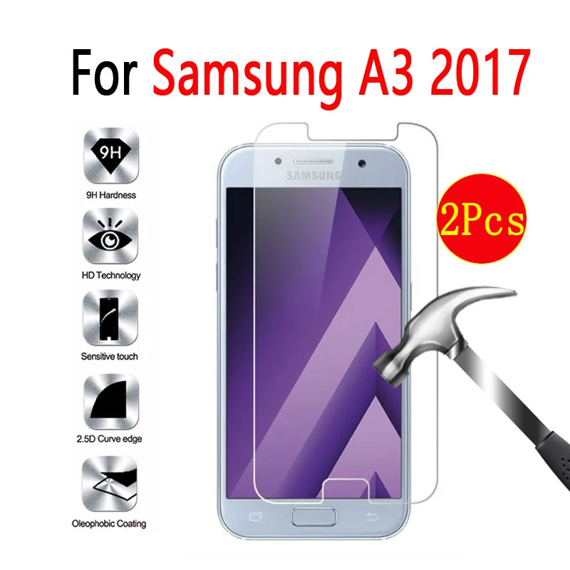 2 шт закаленное стекло для Samsung Galaxy A3 A5 A7 2017 Защитная пленка экрана на A 3 5 7 A320 A3200 A520F