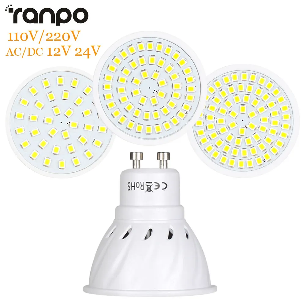

Factory Price LED Spotlight GU10 Led Lamp 110V 220V DC 12V 24V 2835SMD 36Leds 54Leds 72Leds Cool /Warm/Neutral White LED Bulb