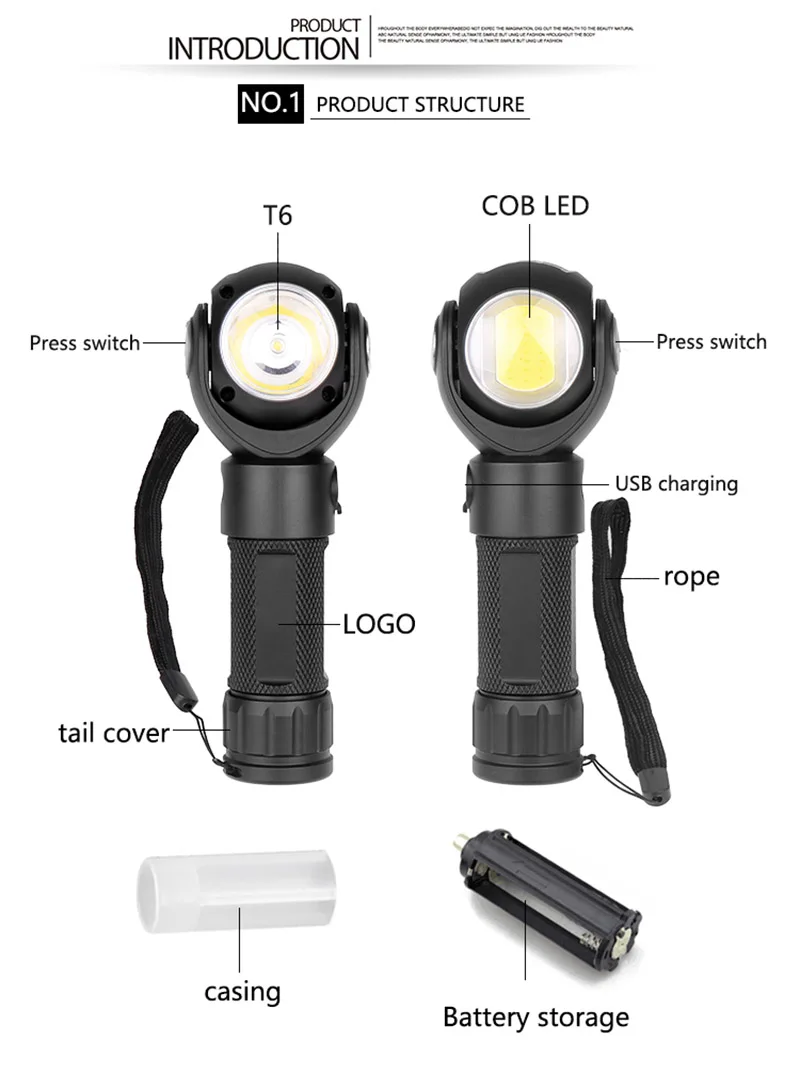 ZK5 дропшиппинг T6 COB с магнитным креплением светодиодный вспышка светильник фонарь 360 Вращение рабочий светильник фонарь Портативный походный светильник USB зарядное устройство